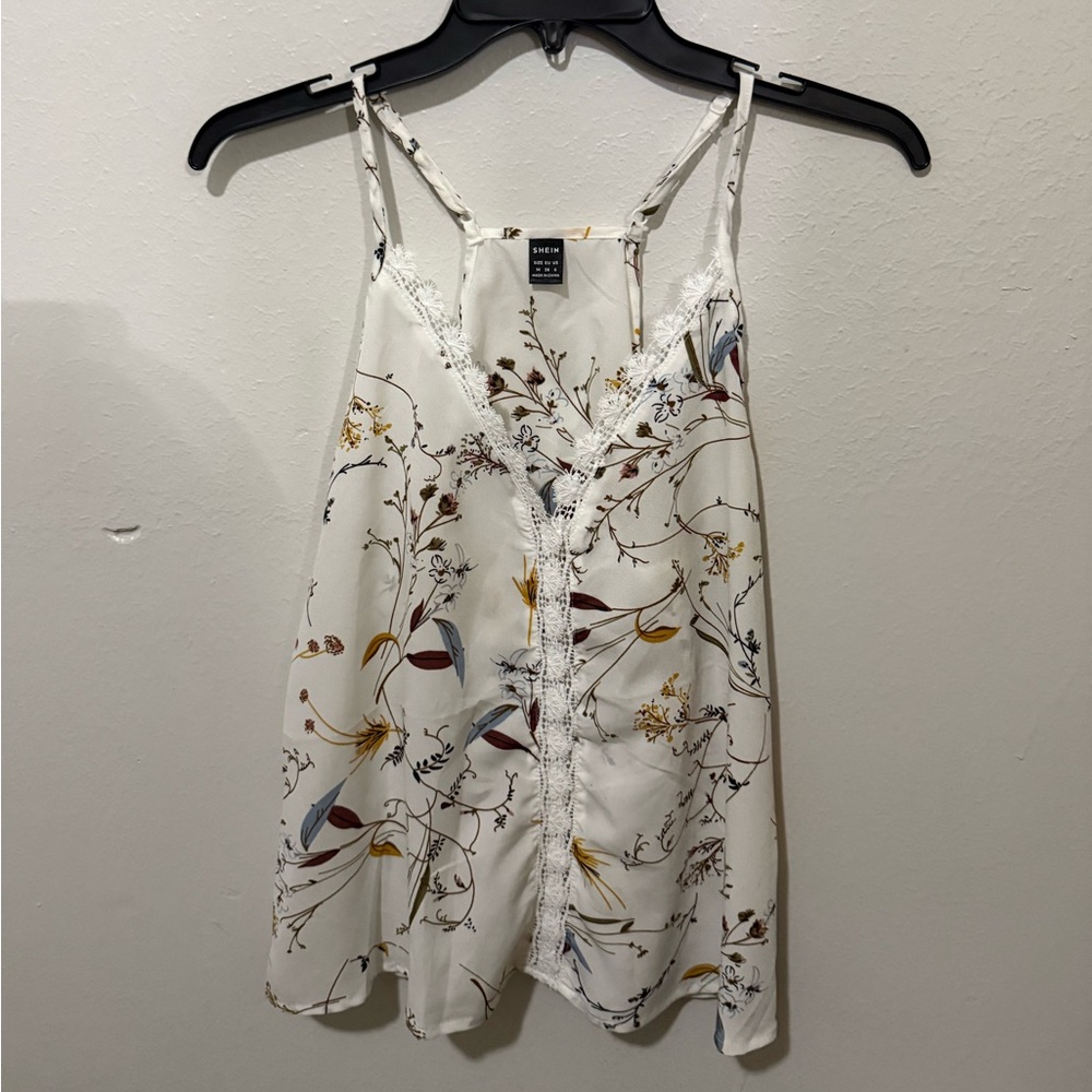 SHEIN White Floral Camisole Top